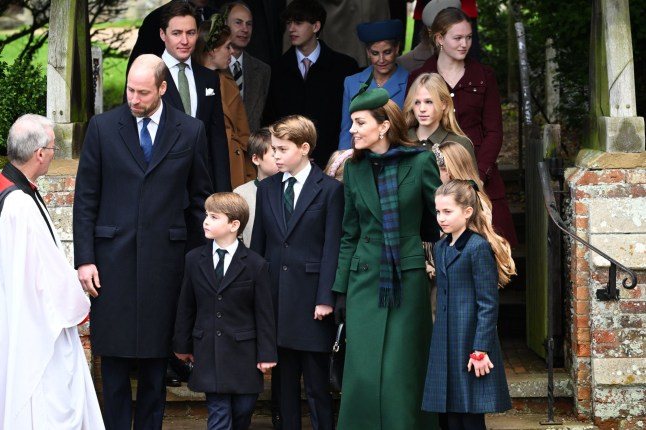 Mandatory Credit: Photo by Victoria Jones/Shutterstock (15022990du) King Charles III, Queen Camilla, Catherine Princess of Wales, Prince William, Prince Louis, Princess Charlotte and Prince Edward Duke of Edinburgh Christmas Day church service, St. Mary Magdalene Church, Sandringham, Norfolk, UK - 25 Dec 2024