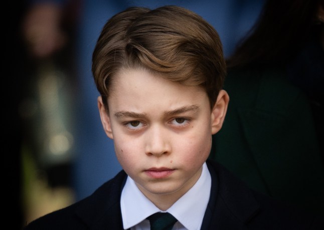 SANDRINGHAM, NORFOLK - DECEMBER 25: Prince George of Wales attends the Christmas Morning Service at Sandringham Church on December 25, 2024 in Sandringham, Norfolk. (Photo by Samir Hussein/WireImage)