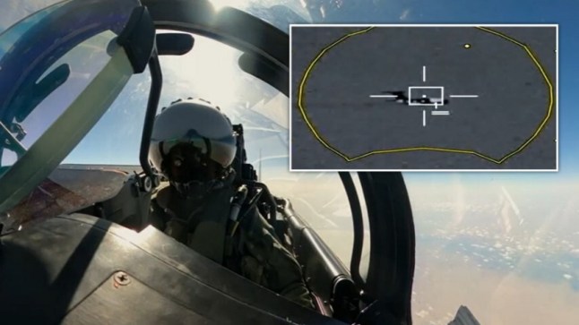 RAF Typhoons patrol the skies over the Middle East where they had an encounter with two huge Russian military transport jets (Picture: Top Guns: Inside the RAF, Channel 4)