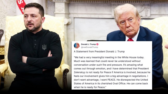 Ukrainian President Volodymyr Zelensky speaks during a meeting with US President Donald Trump in the Oval Office of the White House in Washington, DC, USA, 28 February 2025. Zelensky is in Washington to sign the framework of a deal, pushed by President Trump, to share Ukraines???s mineral wealth with the US. Credit: Jim LoScalzo / Pool via CNP. 28 Feb 2025 Pictured: US Vice President JD Vance (R) speaks during a meeting between US President Donald Trump (C) and Ukrainian President Volodymyr Zelensky (L) in the Oval Office of the White House in Washington, DC, USA, 28 February 2025. Zelensky is in Washington to sign the framework of a deal, pushed by President Trump, to share Ukraines???s mineral wealth with the US. Credit: Jim LoScalzo / Pool via CNP. Photo credit: Jim LoScalzo - Pool via CNP / MEGA TheMegaAgency.com sales@mega.global