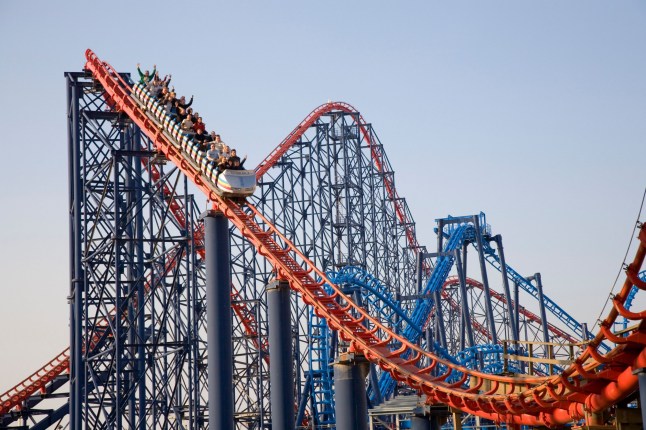 B13CCF Infusion fairground ride or Big Dipper at Blackpool Pleasure Beach, Lancashire, UK. Image shot 04/2007. Exact date unknown.