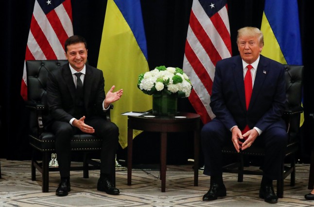 Volodomyr Zelensky and Donald Trump at the UN in 2019.