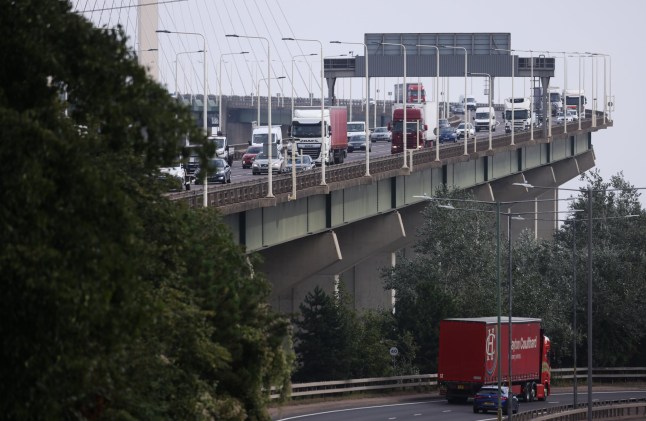 Traffic on the Dartford Crossing between Kent and Essex.