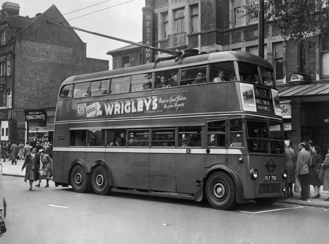 A number 607 London Transport Trolleybus en route to Hanwell in London on 15th June 1948.