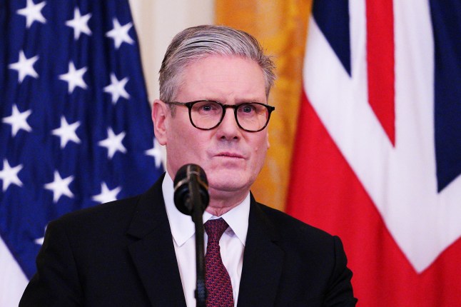 British Prime Minister Keir Starmer speaks during a joint press conference with U.S. President Donald Trump in the East Room at the White House, February 27, 2025 in Washington, D.C., U.S. Carl Court/Pool via REUTERS