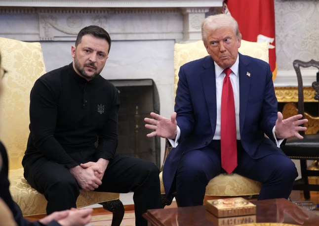 WASHINGTON, DC - FEBRUARY 28: U.S. President Donald Trump (R) and Ukrainian President Volodymyr Zelensky meet in the Oval Office at the White House on February 28, 2025 in Washington, DC. Trump and Zelensky are meeting today to negotiate a preliminary agreement on sharing Ukraine???s mineral resources that Trump says will allow America to recoup aid provided to Kyiv while supporting Ukraine???s economy. (Photo by Andrew Harnik/Getty Images)
