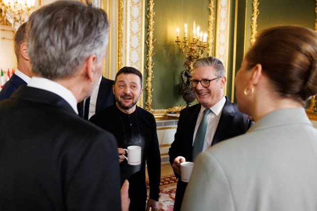 02/03/2025. London, United Kingdom. Prime Minister Keir Starmer greets Ukrainian President Volodymyr Zelenskyy as he hosts the European Leaders Summit at Lancaster House. Picture by Simon Dawson / No 10 Downing Street