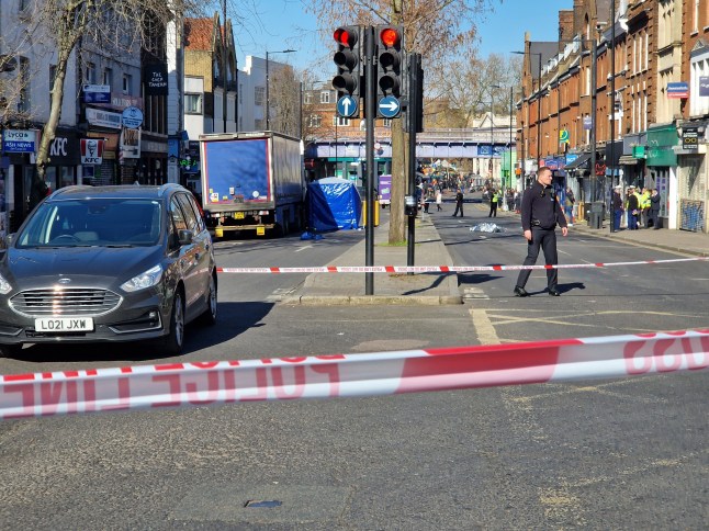 ? Licensed to London News Pictures. 03/03/2025. London, UK. The scene on Mare Street in Hackney, east London where a woman has died following a collision involving a lorry. Photo credit: Ozgur Akyuz/LNP