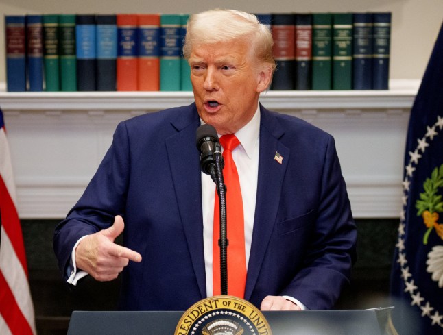 WASHINGTON, DC - MARCH 03: U.S. President Donald Trump, accompanied by Commerce Secretary Howard Lutnick (L) and Taiwan Semiconductor Manufacturing Company (TSMC) CEO C.C. Wei (R), speaks in the Roosevelt Room of the White House on March 3, 2025 in Washington, DC. Trump announced that Taiwan Semiconductor Manufacturing Company, one of the largest manufacturers of semiconductor chips, plans to invest $100 billion in new manufacturing facilities in the United States. (Photo by Andrew Harnik/Getty Images)