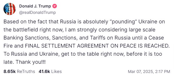 Trump says if Russia or Ukraine is 'more difficult' to deal with and issues new WW3 warning