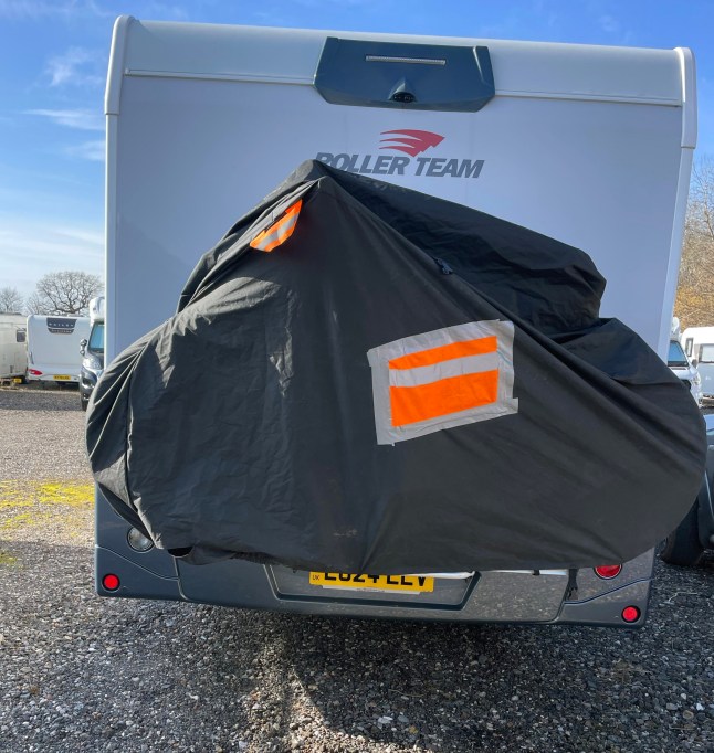 Pic Shows;Adrian And Joanne Fenton Of Heybridge in Essex Story On Migrant stowing away in there bike on the rear of there Motorhome. The Migarant climbed onto the Bike rack .at the rear of the Motorhome. ?? Jim Bennett//07836225329