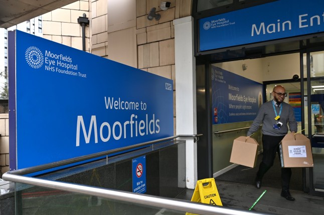 LONDON, ENGLAND - OCTOBER 14: A general view of Moorfields Eye Hospital NHS Foundation Trust on October 14, 2024 in London, United Kingdom. (Photo by John Keeble/Getty Images)