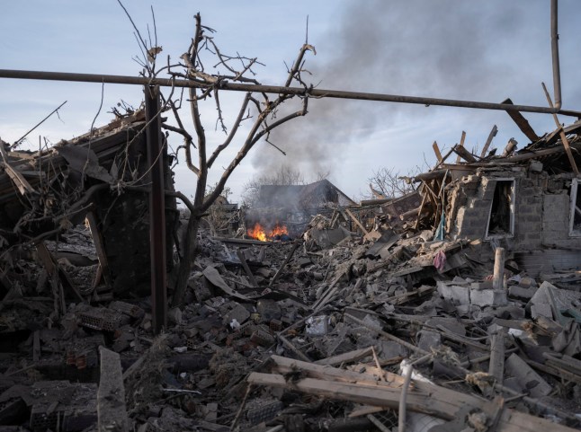 epa11964160 A handout photo made available by the press service of the 93rd Mechanized Brigade of the Ukrainian Armed Forces on 14 March 2025 shows the rubble of destroyed buildings in the frontline city of Pokrovsk, Donetsk region, eastern Ukraine, 13 March 2025, amid the Russian invasion. Pokrovsk is an important logistical hub and reinforcement point for the Ukrainian forces on the eastern frontline. EPA/UKRAINE'S 93RD MECHANIZED BRIGADE PRESS SERVICE HANDOUT HANDOUT EDITORIAL USE ONLY/NO SALES