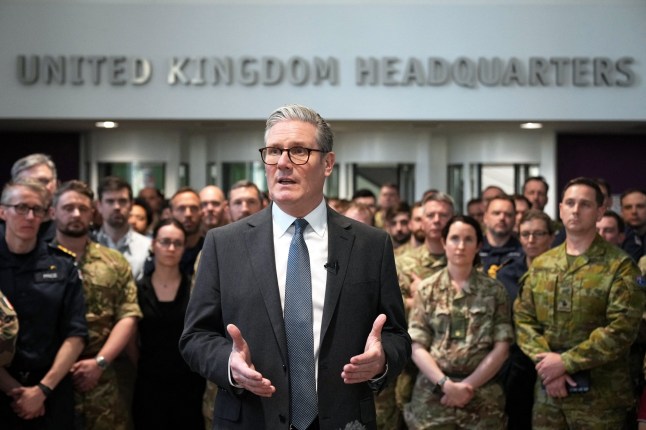 Britain's Prime Minister Keir Starmer speaks during a visit to a military base to meet planners mapping out next steps in the Coalition of the Willing at Northwood Headquarters in north-west London, on March 20, 2025. (Photo by Alastair Grant / POOL / AFP) (Photo by ALASTAIR GRANT/POOL/AFP via Getty Images)