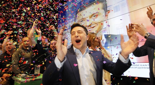 Volodomyr Zelensky after winning the Ukrainian presidential election in 2019.