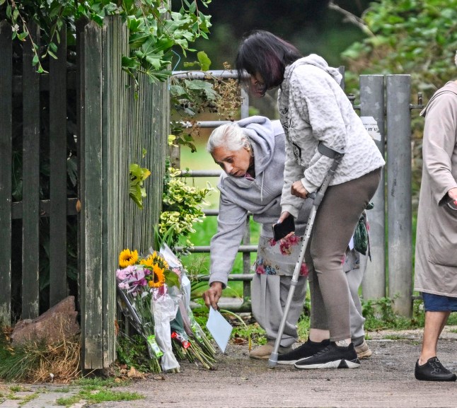 Wife Stander,73, (L) at Franklin Park, Leics., where her husband Bhim Kohli, 80, was 'seriously' assaulted in Franklin Park at around 6.30pm on Sunday. - Pic Bruce Adams / Copy DUFFIN - 3/9/24 NOTE - Id confirmed by neighbour Nigel Morris