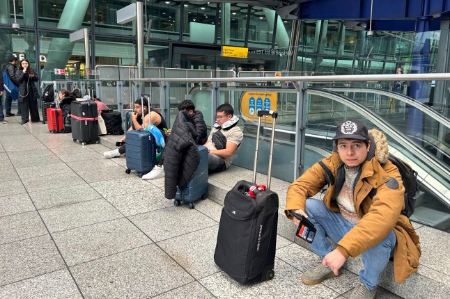 Travellers were stranded with their suitcases at Heathrow Airport.