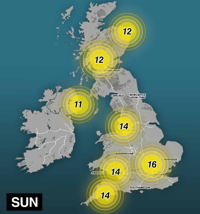 Will warm weather continue in UK this week as map shows spots with highest temperatures
