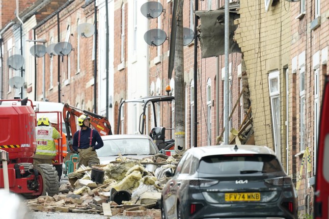 Emergency services at the scene on John Street in Worksop, after a major incident has been declared and homes evacuated following an explosion at a terraced property in Nottinghamshire. Picture date: Sunday April 13, 2025. PA Photo. See PA story FIRE Worksop. Photo credit should read: Danny Lawson/PA Wire