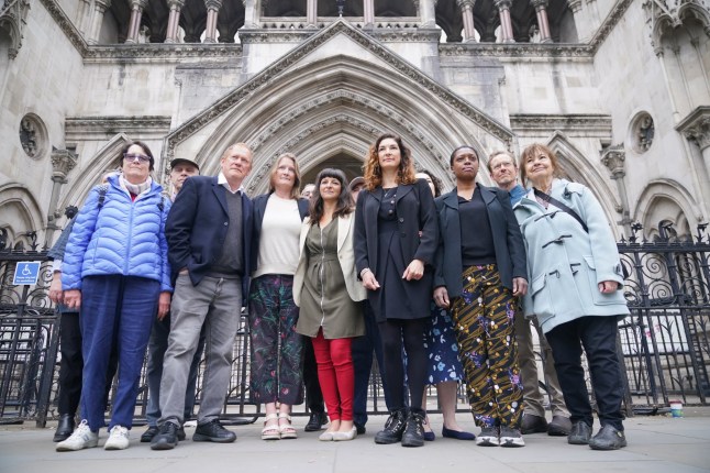 RETRANSMITTING ADDING NAME Rebekah Shaman (front centre) from the Protect Brockwell Park Group stands with others residents from Brockwell, south London, outside the Royal Courts of Justice, central London, where she is bringing a legal action against Lambeth Council over the use of Brockwell Park in Lambeth, which holds a series of events called Brockwell Live in the summer, including pop festival Mighty Hoopla, which draw more than 300,000 people to the 125-acre park over 16 days. Picture date: Thursday May 15, 2025. PA Photo. The park, featuring Grade II-listed Brockwell Hall, is made up of 50.8 hectares of green space and hosts a lido, walled garden and clock tower. It was bought by Lambeth Council in 1986. See PA story COURTS Brockwell. Photo credit should read: Yui Mok/PA Wire
