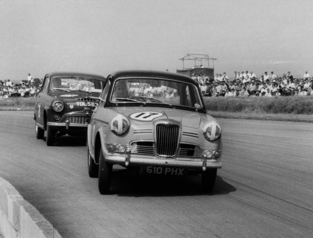 Graces Article - Riley 1 5, Harold Grace leads Jack Sears in Austin Westminster at Silverstone 1958. Creator: Unknown. (Photo by National Motor Museum/Heritage Images via Getty Images)