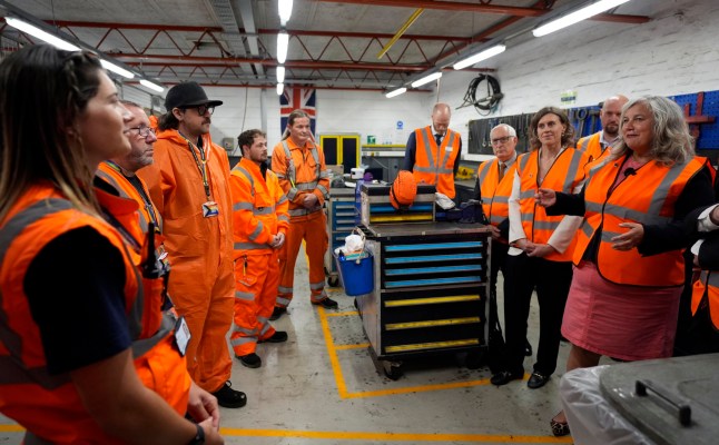 EMBARGOED TO 0001 SUNDAY MAY 25 Transport Secretary Heidi Alexander (right) meets rail workers during a visit to the South Western Railway (SWR) Bournemouth Traincare Depot, in Dorset, ahead of the rail operator being the first to be renationalised under the Labour government's Passenger Railway Services (Public Ownership) Act 2024. Picture date: Thursday May 22, 2025. PA Photo. The government plans for renationalisation include the creation of Great British Railways, a public sector body which will manage rail infrastructure and train operation. See PA story RAIL Renationalisation. Photo credit should read: Andrew Matthews/PA Wire