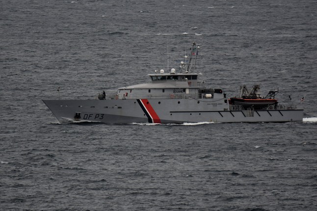 MARSEILLE, FRANCE - 2023/12/13: View of the customs coast guard cruiser Jean-Fran??ois Deniau (DF P3) in Marseille. (Photo by Gerard Bottino/SOPA Images/LightRocket via Getty Images)