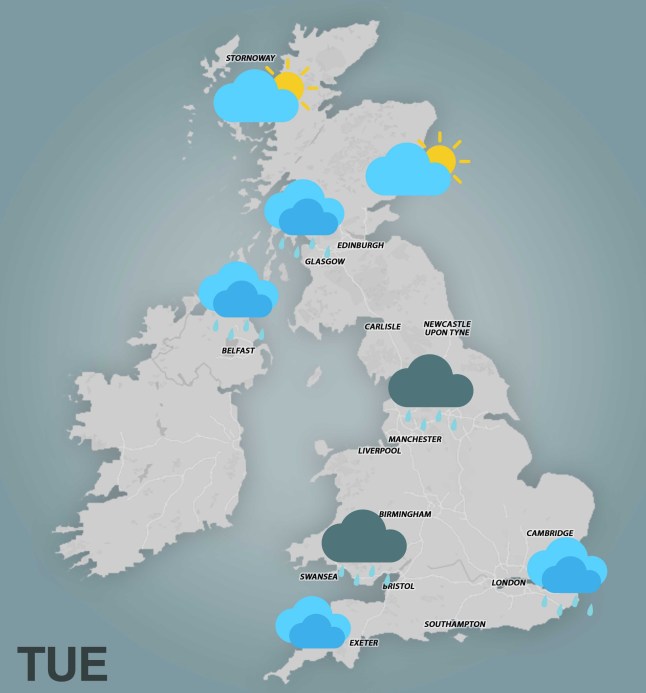 Tuesday weather map