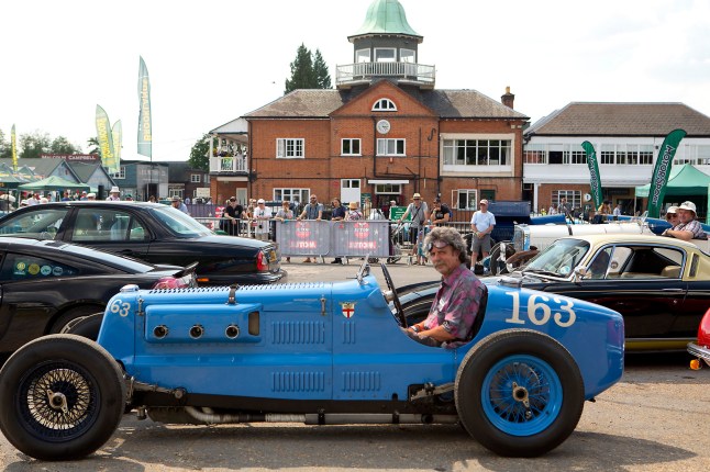 WEYBRIDGE, ENGLAND-JUNE 18: 1934 Frazer Nash Norris Special & driver Julian Grimwade on the 'Finishing Straight' at Brooklands Racing Circuit on June 18th, 2017 in Weybridge, England. (Photo by Michael Cole/Corbis via Getty Images)