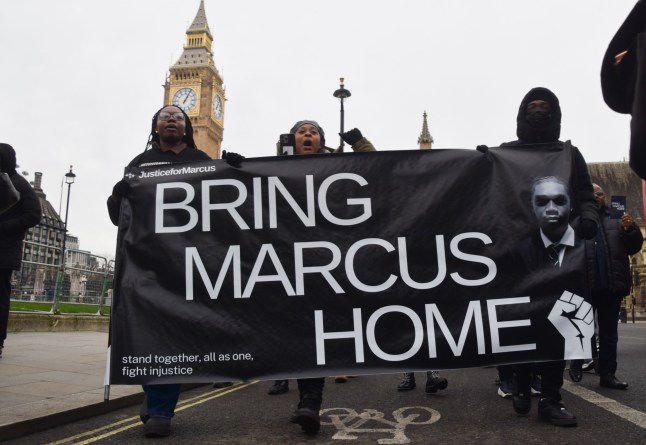 Mandatory Credit: Photo by Vuk Valcic/ZUMA Press Wire/Shutterstock (15073020d) Protesters march in Westminster, demanding the release of 18-year-old Londoner Marcus Fakana who was jailed in Dubai over a holiday romance, after allegedly having sex with a 17-year-old girl, also from London, who has since turned 18. Protesters demand the release of teenager Marcus Fakana jailed in Dubai, London, England, United Kingdom - 04 Jan 2025