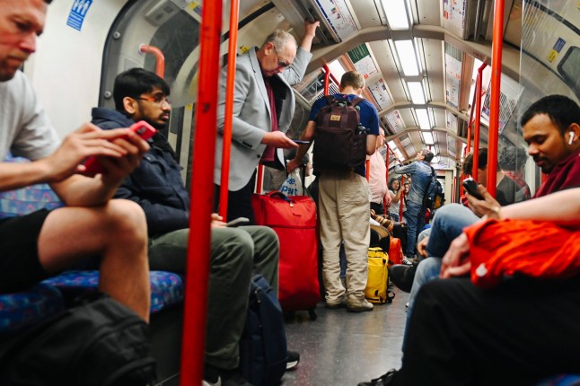 Mandatory Credit: Photo by Adrien Fillon/NurPhoto/REX/Shutterstock (15281105a) People ride on the tube in London, United Kingdom, on April 27, 2025. Daily Life In London, United Kingdom - 27 Apr 2025