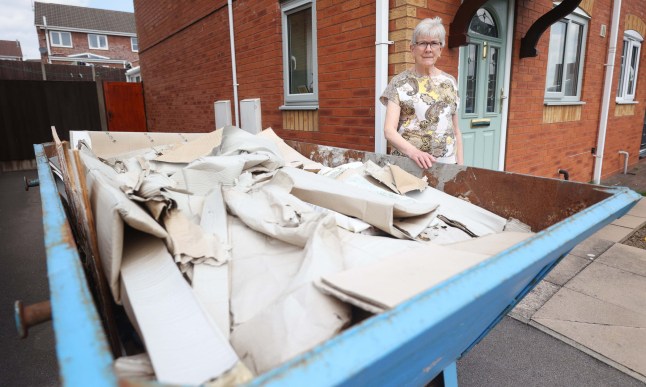 Ann Espley of Longton who has been waiting nearly 3 months to have her skip removed by Staffordshire Recycling