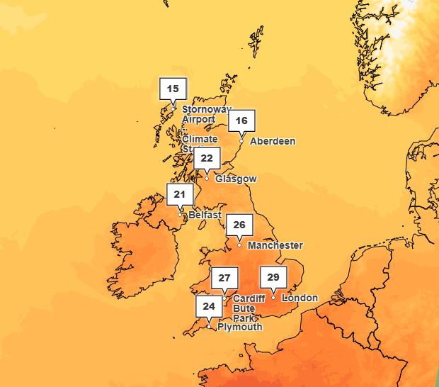 UK weather forecast for June 19.