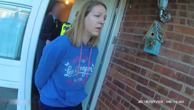 File screen grab taken from body worn camera footage issued by Cheshire Constabulary of the arrest of Lucy Letby. Letby has been found guilty of the attempted murder of a baby girl. Letby, 34, was convicted at Manchester Crown Court last August by another jury of the murders of seven babies and the attempted murders of six others at the Countess of Chester Hospital???s neo-natal unit between June 2015 and June 2016. Issue date: Tuesday July 2, 2024. PA Photo. A verdict on the allegation concerning a baby girl, known as Child K, could not be reached and a retrial at the same court was ordered on that single count. See PA story COURTS Letby. Photo credit should read: Cheshire Constabulary/PA Wire NOTE TO EDITORS: This handout photo may only be used in for editorial reporting purposes for the contemporaneous illustration of events, things or the people in the image or facts mentioned in the caption. Reuse of the picture may require further permission from the copyright holder.