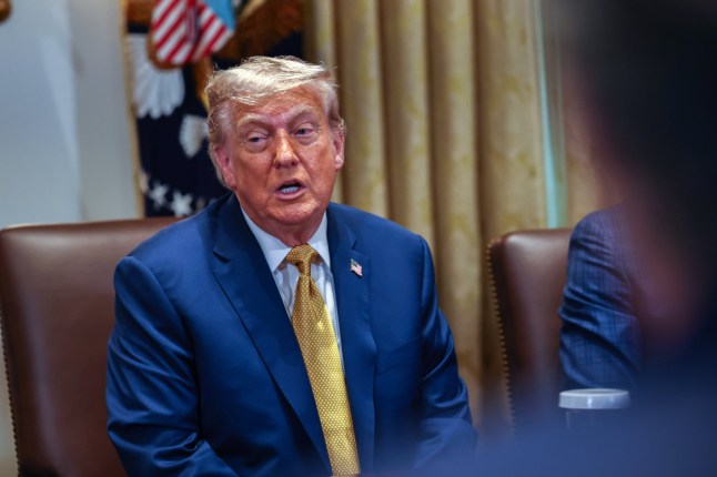 epa12225105 US President Donald J Trump participates in a cabinet meeting in the Cabinet Room of the White House in Washington, DC, USA, 08 July 2025. EPA/AARON SCHWARTZ / POOL