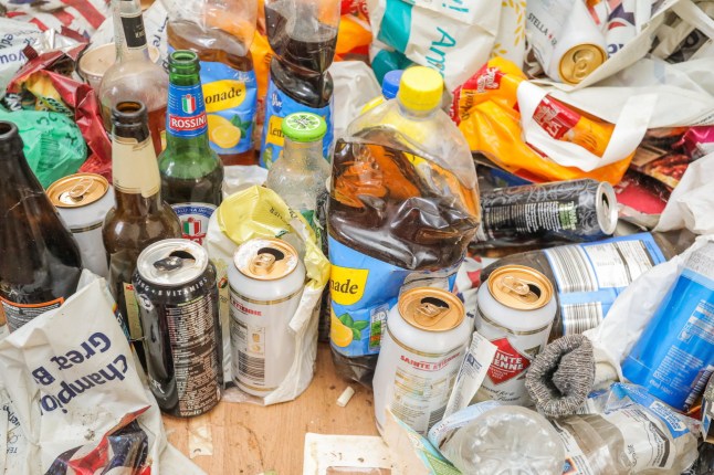 ONLINE EMBARGO 14.00 BST, 14/07/25 Chris Considine's flat in Nuneaton, Warwickshire on July 9 2025. Two landlords cleaning their property were left disgusted to find a nightmare tenant left over 3,000 beer cans full of urine and bags of human faeces dumped in their flat after only paying one week's rent.Sandra Considine, 58, and her husband Chris, 70, decided to rent out the two-bedroom flat to a friend in need for just ??30-a-week in 2018.But the couple from Nuneaton, Warwickshire, claim the unnamed tenant went silent just weeks into the lease before he blocked access to the property for seven years. The landlords shared a shocking video showing the squalid state of the flat they bought for their daughter after regaining access just last month. Photo released 14/07/2025