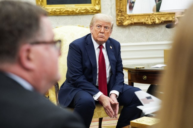 Mandatory Credit: Photo by Pool/ABACA/Shutterstock (15398655q) US President Donald Trump listens during a meeting with NATO Secretary General Mark Rutte in the Oval Office of the White House in Washington on July 14, 2025. US President Donald Trump meets with NATO Secretary General Mark Rutte - Washington, United States - 14 Jul 2025
