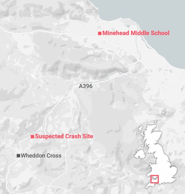 Map shows where crash happened in Somerset.