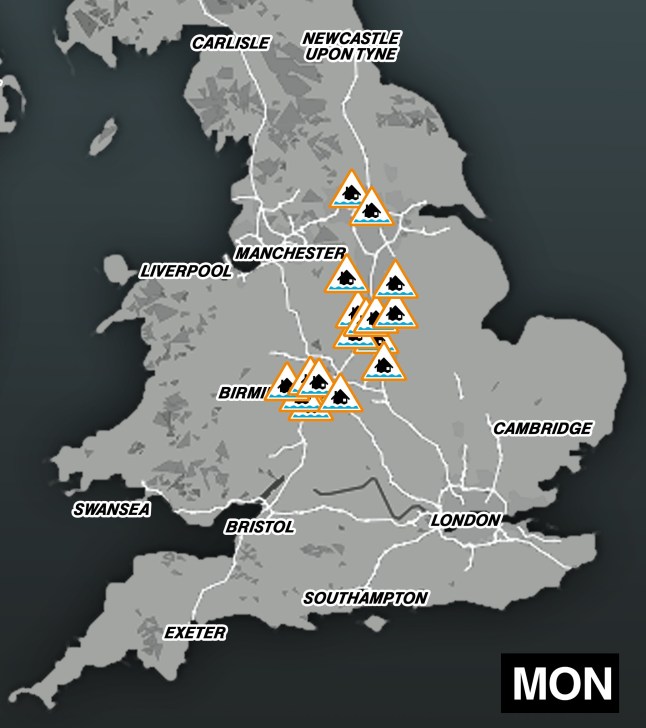 METRO GRAPHICS flood alert map 21.07.25 (Picture: Metro.co.uk)