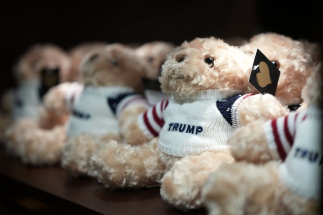 TURNBERRY, SCOTLAND - JULY 28: Trump branded teddy bears are seen for sale at the recently opened Trump merchandise store at Trump Turnberry golf course on July 28, 2025 in Turnberry, Scotland. U.S. President Donald Trump is visiting his Trump Turnberry golf course, as well as Trump International Golf Links in Aberdeenshire, during a brief visit to Scotland from July 25 to 29. (Photo by Christopher Furlong/Getty Images)