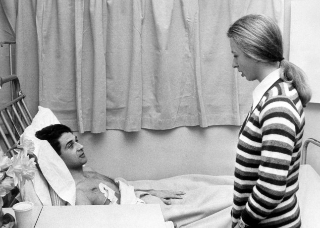 This is a PA image of Anne wore a casual striped knit when she visited her wounded bodyguard, James Beaton, in hospital after the attack. See PA Feature FASHION Princess Anne. WARNING: This picture must only be used to accompany PA Feature FASHION Princess Anne. PA Photo. Picture credit should read: PA Archive/PA. ? NOTE TO EDITORS: This picture must only be used to accompany PA Feature FASHION Princess Anne.