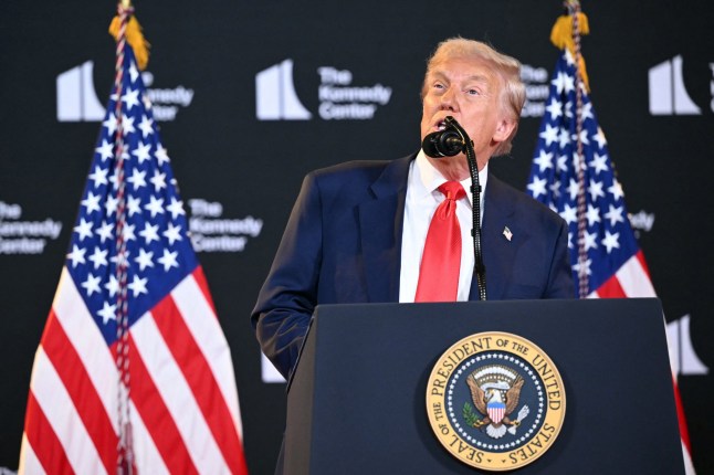US President Donald Trump speaks during the unveiling of the Kennedy Center Honors nominees on August 13, 2025, at the Kennedy Center in Washington, DC. (Photo by Mandel NGAN / AFP) (Photo by MANDEL NGAN/AFP via Getty Images)