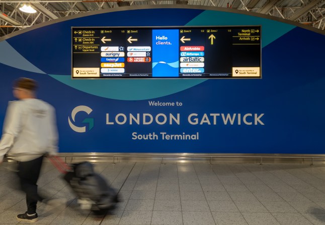 A passenger at Gatwick Airport's south terminal
