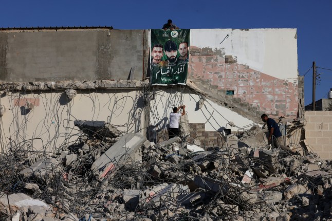 epa12365298 Palestinians inspect the damage to the home of slain Abdel Raouf Al-Masri after it was demolished by Israeli forces at Aqaba village, near Tubas city, West Bank, 09 September 2025. According to the Palestinian news agency Wafa, Israeli forces demolished two homes in Aqaba, north of Tubas, on 09 September. EPA/ALAA BADARNEH