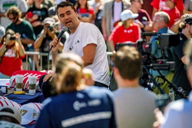 U.S. right-wing activist and commentator Charlie Kirk appears at a Utah Valley University speaking event in Orem, Utah, U.S. September 10, 2025. Trent Nelson/The Salt Lake Tribune via REUTERS. NO RESALES. NO ARCHIVES. THIS IMAGE HAS BEEN SUPPLIED BY A THIRD PARTY TPX IMAGES OF THE DAY
