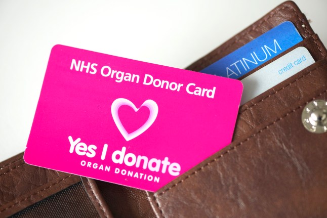 LONDON,ENGLAND - JUNE 23: In this photo illustration a NHS Organ Donor Card is seen in a wallet on June 23,2022 in London, England. (Photo by Peter Dazeley/Getty Images)