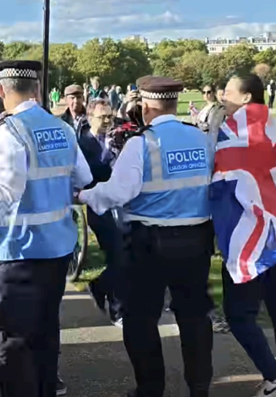 Police intervening, Charlie Kirk memorial rally by Turning Point UK, London