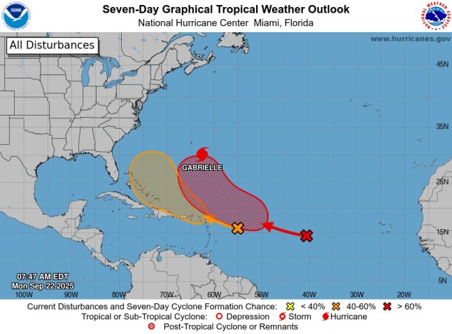 Gabrielle grows into major hurricane as forecasters warn of 'life-threatening' impact along East Coast