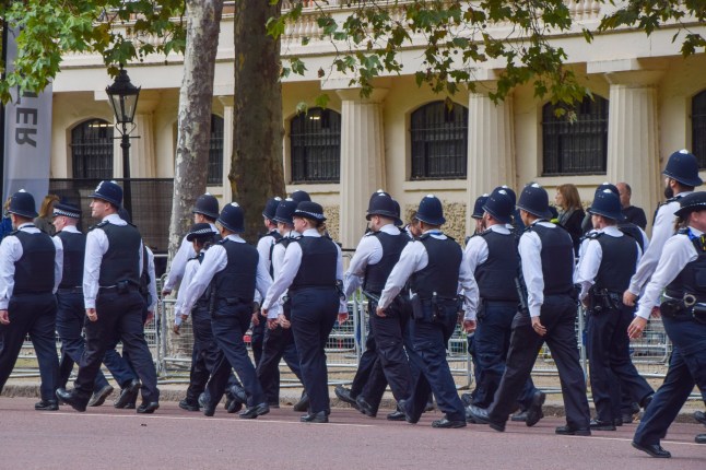London, UK - September 18 2022: a group of Metropolitan Police officers in Central London