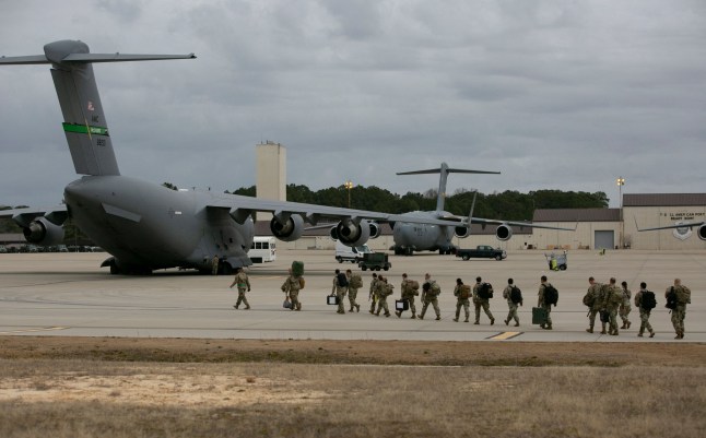 US troops deploy for Europe from Pope Army Airfield at Fort Bragg